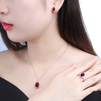 Ensemble de bijoux MUSHAN, design de luxe léger, pierre précieuse rouge sang de pigeon, collier, bague, boucles d'oreilles, ensemble de pierres précieuses rétro