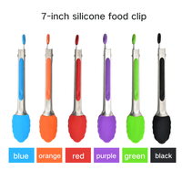 Petite pince de cuisine de service 7 pouces de qualité alimentaire Mini cuisson cuisson cuisson en acier inoxydable Silicone Barbecue griller pinces à frire