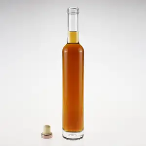 Customer Design 375ml Long Neck Tall Transparent Spirit Liquor Bottles Cork Neck Empty Wine Glass Bottle