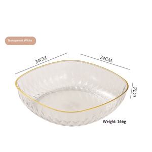 Plateau carré en PET couleur unie 24 cm grande capacité, esthétique raffinée, pour bonbons et snacks, plat profond transparent de luxe léger - Product Image 4