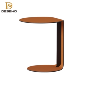 Mesa auxiliar de cuero de sillín naranja minimalista de gama alta italiana, mesa de centro pequeña en forma de <span class=keywords><strong>C</strong></span> para sala de estar, sofá, luz, Metal de lujo - Product Image 2