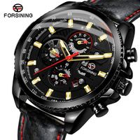 Montre mécanique pour homme FORSINING 6909, précise, bracelet en cuir, étanche, affichage du calendrier hebdomadaire, montre automatique