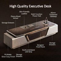 Bureau de direction de luxe haut de gamme, table de PDG avec table latérale réglable en hauteur, ensemble de mobilier de bureau, OEM ODM personnalisé