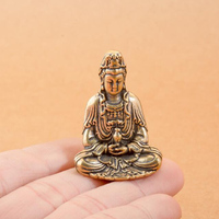Statue de Bouddha en laiton antique avec impression en relief, artisanat du Zhejiang, mini-ornement d'art bouddhiste