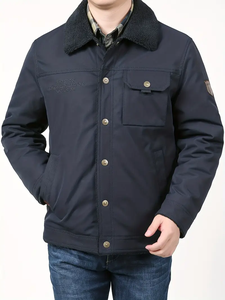 Chaqueta cortavientos de lana para hombre dropshipping, abrigo de carga con múltiples bolsillos y solapa informal para actividades al aire libre de otoño e invierno - Product Image 5