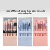 Ensemble de 14 pinceaux cosmétiques professionnels en fibres synthétiques pour le visage, avec logo personnalisé, pour anticernes, poudre, fond de teint, blush et fard à paupières