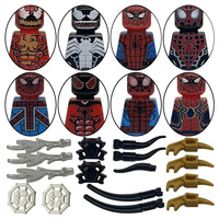 Figurines d'action Spiderman personnalisées en usine, ODM, OEM, prix bas, figurines de construction de haute qualité, 8 pièces, jouet pour enfants, super-héros à construire soi-même
