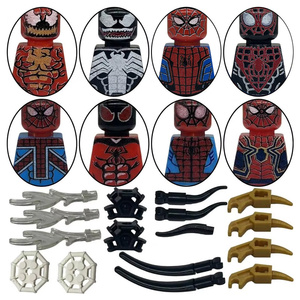 Figuras de Acción de <span class=keywords><strong>Spiderman</strong></span> Personalizadas de Fábrica ODM OEM a Bajo Precio, Figuras de Bloques de Construcción de Alta Calidad, 8 Piezas, Juguete de Superhéroe para Niños DIY - Product Image 1