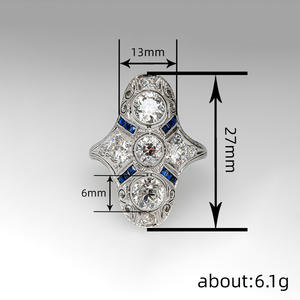 Anello da Cocktail T0767 per Donna in Argento 925 con Diamante Rotondo e Incastonatura Geometrica, Gioiello Raffinato per Fidanzamento - Product Image 4