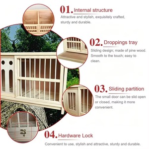 Caja de Nido para <span class=keywords><strong>Palomas</strong></span> de Lujo, de Madera Maciza de Bambú, Moderna y Clásica, Impermeable, para Exteriores, con Diseño de Animales, Cierre de Puerta Abatible, para Todas las Estaciones - Product Image 5