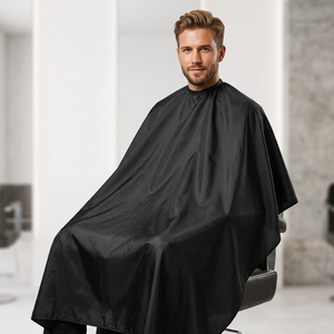 Capa de Corte de Pelo Profesional Ecológica Negra para Salón, Capa Impermeable para Peluquería - Product Image 1