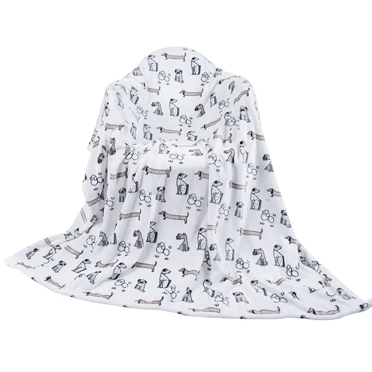 ATAYA Flannelสุนัขพิมพ์ผ้าห่มSuper Softขนแกะผ้าห่ม