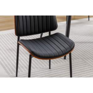 Juego de 2 sillas de comedor estilo granja DB YIJIAN, asiento de piel sintética retro moderno de mediados de siglo con patas de metal de madera curvada - Product Image 3