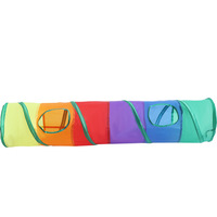 Tunnel pour chat pliable en polyester, écologique et durable, style classique, petit modèle, pour l'exercice et le jeu interactif, motif arc-en-ciel