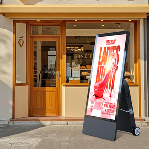 จอแสดงผลดิจิทัลแบบพกพาขนาด 43 นิ้ว ใช้พลังงานจากแบตเตอรี่ เครื่องเล่นโฆษณา LCD สำหรับภายนอกอาคาร ตู้คีออสก์แบบตั้งพื้น IP65 SDK สำหรับร้านค้าปลีก - Product Image 1