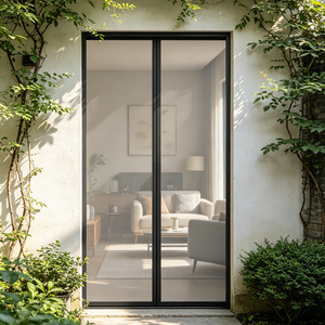 Moustiquaire magnétique en fibre de verre noire durable avec fixation auto-agrippante sans perçage pour rideau de séparation intérieur - Product Image 1