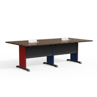 Bureau de travail modulaire moderne en acier en forme de I, réglable en hauteur, ergonomique, avec gestion des câbles, conception industrielle, montage facile