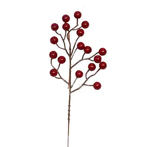 圣诞树装饰品人造红莓茎勃艮第大仪式圣诞树装饰品工艺品婚礼节日