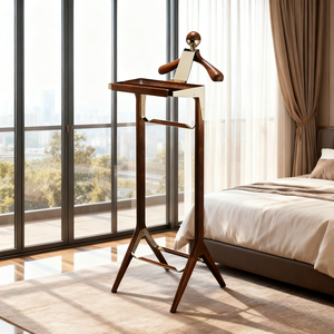 Exclusivo Perchero Moderno Minimalista con Forma de Robot, de Madera, Independiente, con 2 Ganchos, 45x45x140cm, para Apartamentos de Lujo - Product Image 3