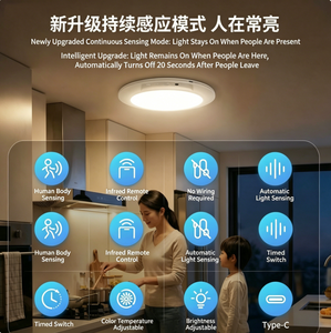 Modern Rechargeable LED <b>Sensor</b> <b>Light</b> 4100K 200 Lumens ABS Puck Cabinet <b>Lights</b> for Closet Bedroom PC Shade Direction - Product Image 4