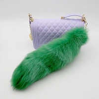 Queue de renard argenté duveteuse en fourrure naturelle, tailles 38cm, 40cm, 45cm, grande taille, pour filles - Vente en gros Chine