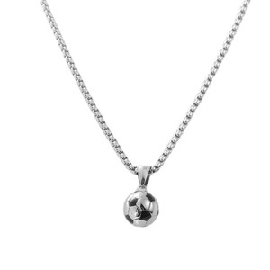 yunnique <b>Titanium</b> Steel Soccer Ball Pendant Themed Geometric Necklace Everyday Wear Retro Style Men Women 120228 - Product Image 3