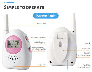 Venta al por mayor 864 MHZ inalámbrico bebé portátil Audio Digital Monitor de bebé pantalla LCD de dos vías hablar claro llanto voz - Product Image 2