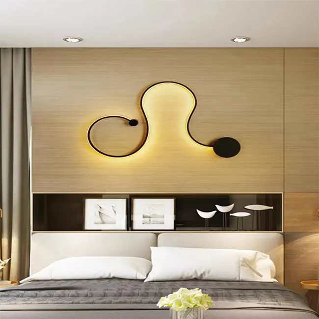 Modern simple art creative bending S-type living room TV background wall bedroom bedside LED decoration wall lamp
