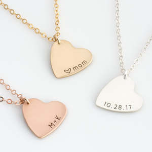 Gioielli personalizzati in acciaio inossidabile Delicate da donna a buon mercato iniziali personalizzate <span class=keywords><strong>nome</strong></span> data collana a cuore grande laterale per ragazza - Product Image 2
