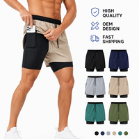 Pantalones Cortos Deportivos para Hombre de Alta Calidad, Cintura Elástica, Ligeros, Transpirables, con Logotipo Personalizado OEM, Doble Capa, Secado Rápido