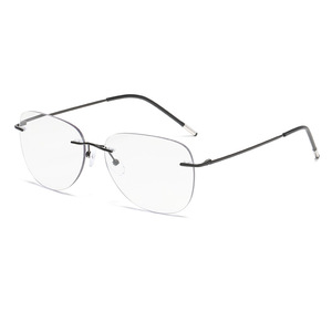 Gafas <span class=keywords><strong>de</strong></span> Lectura Progresivas Multifocales con Lentes Amarillas <span class=keywords><strong>de</strong></span> Visión Nocturna, Montura Metálica sin Aro, Anti-Luz Azul y Fotocromáticas - Product Image 2