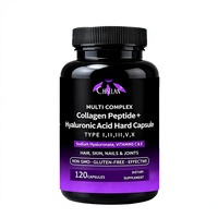 Capsules de complexe multi-collagène types I, II, III, V avec acide hyaluronique, vitamines C et E, complément alimentaire pour les cheveux, la peau, les ongles et les articulations