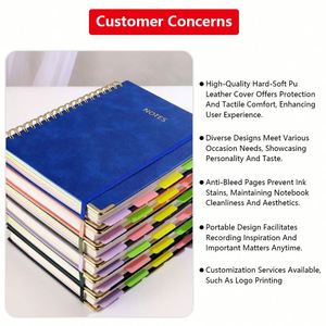 Custom No Ink Bleeding Hard Soft Leather <b>Notepad</b> Printed <b>A5</b> A6 A4 Journal Planner PU Spiral Diary Notebook with logo for Student - Product Image 6