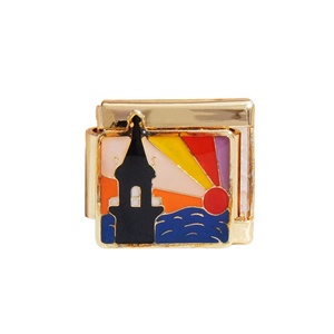 Venta al por mayor de fábrica: Encantadores dijes italianos esmaltados de 9 mm de acero inoxidable para pulseras DIY de dibujos animados, joyería para mujeres y niñas, regalo. - Product Image 4
