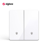 Interrupteur intelligent Zigbee 2 voies, panneau en verre mat blanc, interrupteur mural pour éclairage, fil neutre, commande vocale, compatible Alexa, IP20, Wi-Fi