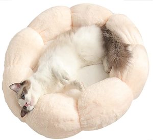 Cama de gato de Donut de felpa calmante, camas divertidas para gatos con flores, cama bonita y acogedora para gatos y perros - Product Image 3