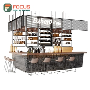 Premium Coffee Merchandise Display <b>Rack</b> Laminate Wood Finish Coffee Bean Display Area Cafe Product Display <b>Rack</b> - Product Image 5