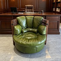 Old Qian Feng Tea Room Meister-Drehsessel, amerikanischer Vintage-Stil, aus geöltem Wachsleder, Einzelsessel, Sessel für Wohnzimmer und Arbeitszimmer