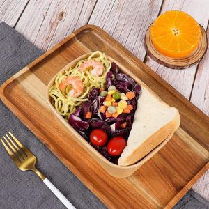 Boîte de service rectangulaire en carton à usage unique avec couvercle sécurisé pour salades fraîches, sandwichs, biscuits délicieux – Boîte marron - Product Image 4