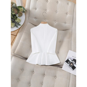 Women's Black Three Quarter Sleeve Blazer Fitted Waist Elegant Slim Fit Commute Spring Summer Autumn - Product Image 2