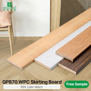 Plinthe moderne en WPC <span class=keywords><strong>de</strong></span> 72 mm <span class=keywords><strong>de</strong></span> hauteur, étanche, en mousse, avec 95 % <span class=keywords><strong>de</strong></span> correspondance des couleurs pour les projets intérieurs aux États-Unis, en Allemagne et en France - Product Image 1