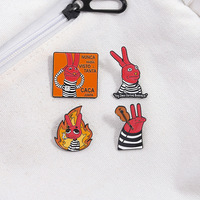 Épingles à revers en émail personnalisées, motif lapin de dessin animé flamme rouge, impression typographique, pour publicité, vente chaude
