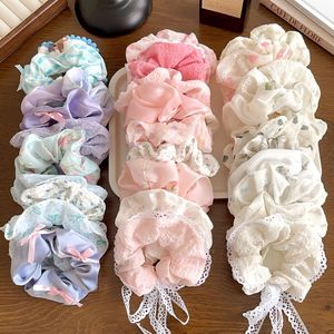 Ballet Style Spring and Summer Lace Scrunchies Sweet Hair Band <strong>Tartan</strong> Webbing Bow Hair Accessories - Product Image 1
