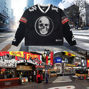 Nouveau pull décontracté de style hip-hop à manches longues en coton 100% tricoté, ample, avec inscription imprimée, de la marque High Street 25sss - Product Image 3