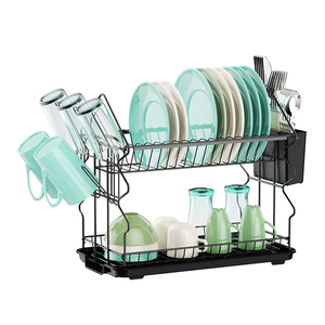 Égouttoir de vaisselle en métal, pont de cuisine, <span class=keywords><strong>grand</strong></span> égouttoir de vaisselle avec plateau à couverts en plastique - Product Image 3