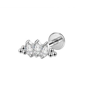 Bijoux de piercing corporel en Titane ASTM-F136 et Zircon, Piercing en Titane, Boucles d'oreilles à dos plat pour Tragus, Hélix, Daith, Lobe, Labret, Mariage - Product Image 5