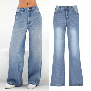 Jeans pour femmes à manches droites élastiques, délavés rétro, jeans haut de gamme pour hommes et femmes, vente directe en usine - Product Image 1