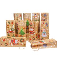 Sacs en papier kraft avec poignées, emballages écologiques réutilisables multi-usages, personnalisables en gros, pour décorations de Noël