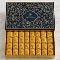 Boîte à baklava personnalisée de luxe avec logo |   Emballage rigide haut de gamme avec dorure à chaud et séparateurs |   Confiserie haut de gamme en gros