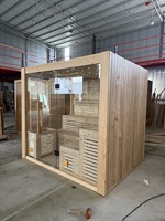 Cabine de sauna traditionnelle moderne pour intérieur, en bois massif, salle de vapeur sèche avec poêle électrique, pour 6-7 personnes, sauna de luxe pour la maison, fabriqué en usine